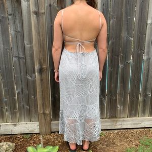 Grey lace cocktail dress, large, Park & Fifth
